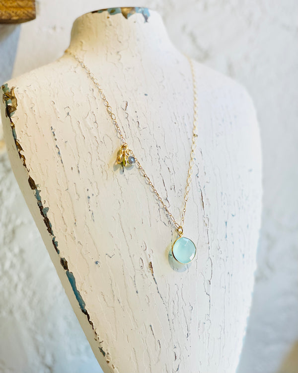 Chalcedony Gold Necklace