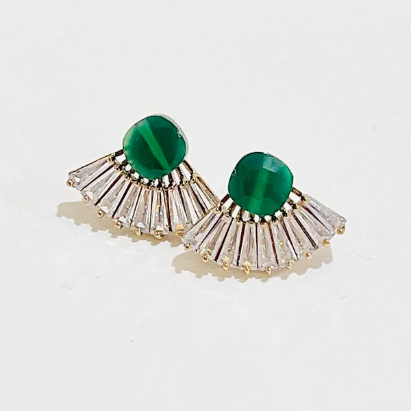 Green Agate Post Earrings