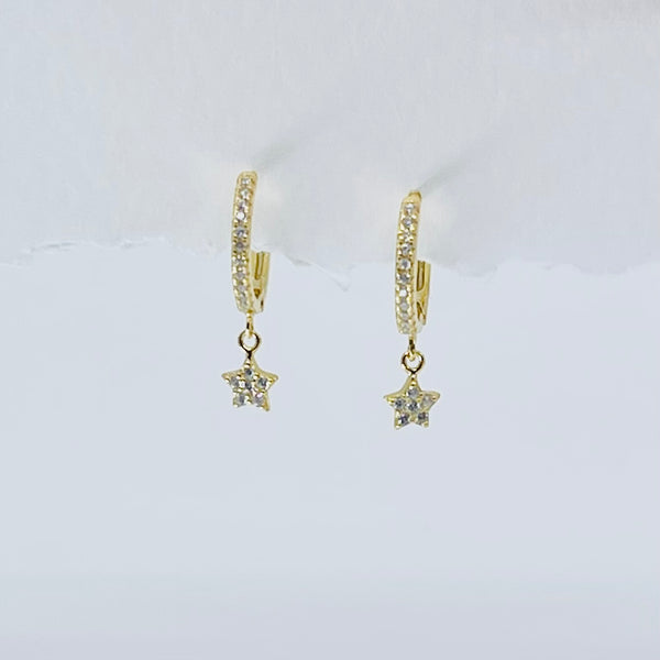 Tiny Star Hoop Cubic Earrings