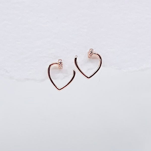 Rose Gold Nail Heart Earrings
