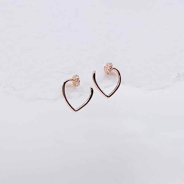 Rose Gold Nail Heart Earrings