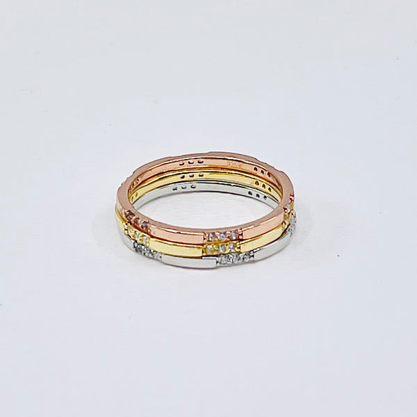 Dainty Tri Color Band Stackable Ring Sets