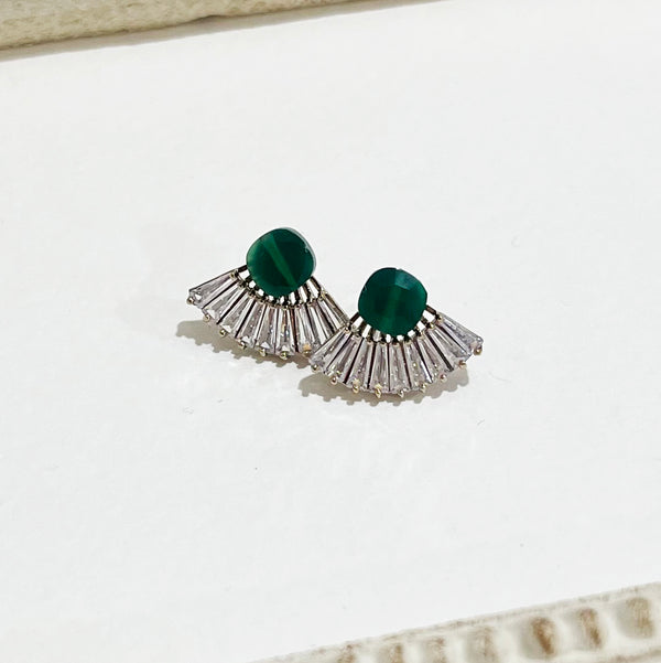 Green Agate Post Earrings