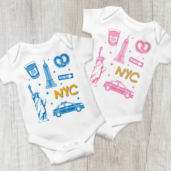 NYC - Icons of NYC Blue baby bodysuit