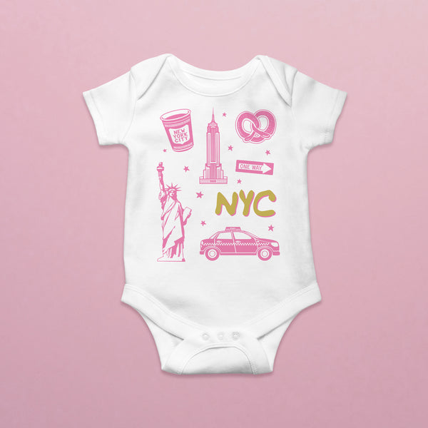 NYC - Icons of NYC Pink baby bodysuit
