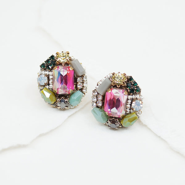 Pink Crystal Post Earrings