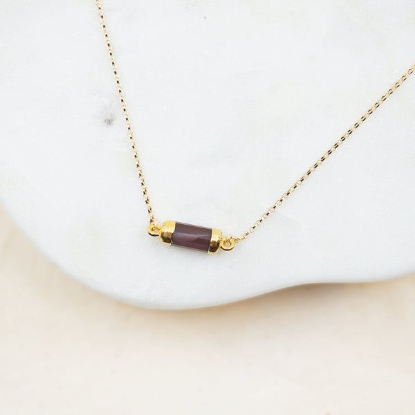 Dark Brown Small Tube Bar Necklace