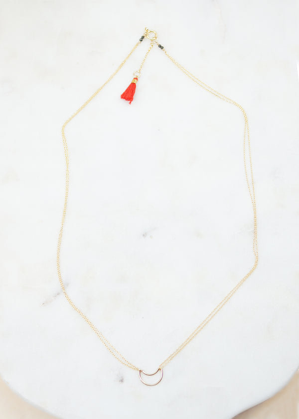 Crescent Open Moon Gold Necklace