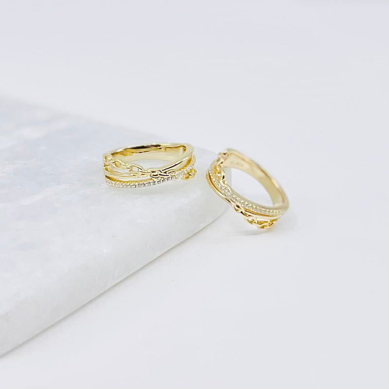 X Shaped Gold Ring