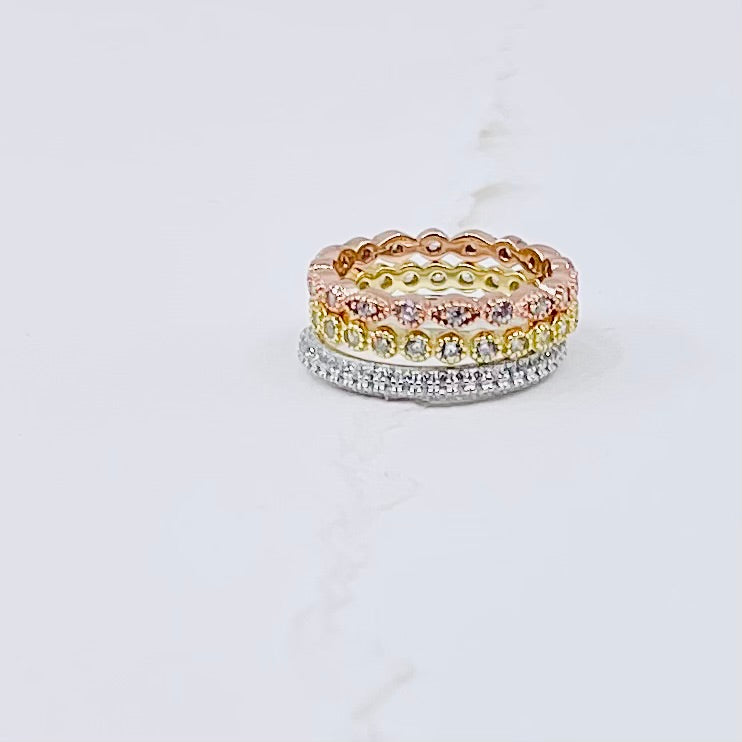 Tri Color Band Stackable Ring Sets