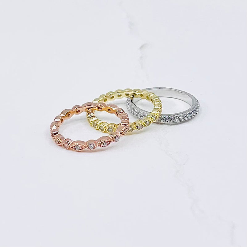 Tri Color Band Stackable Ring Sets