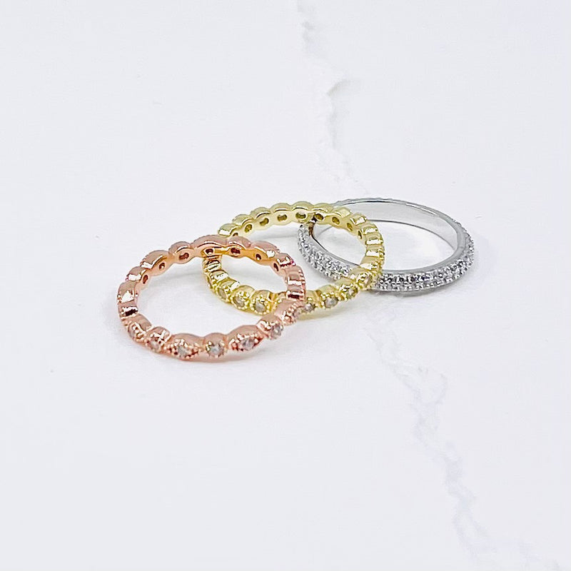 Tri Color Band Stackable Ring Sets