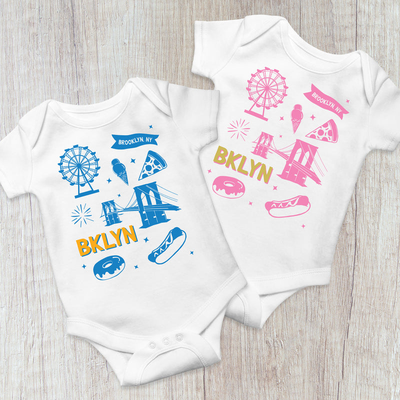 BKLYN - Icons of Brooklyn Blue baby bodysuit