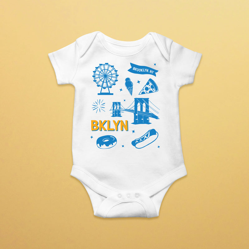 BKLYN - Icons of Brooklyn Blue baby bodysuit