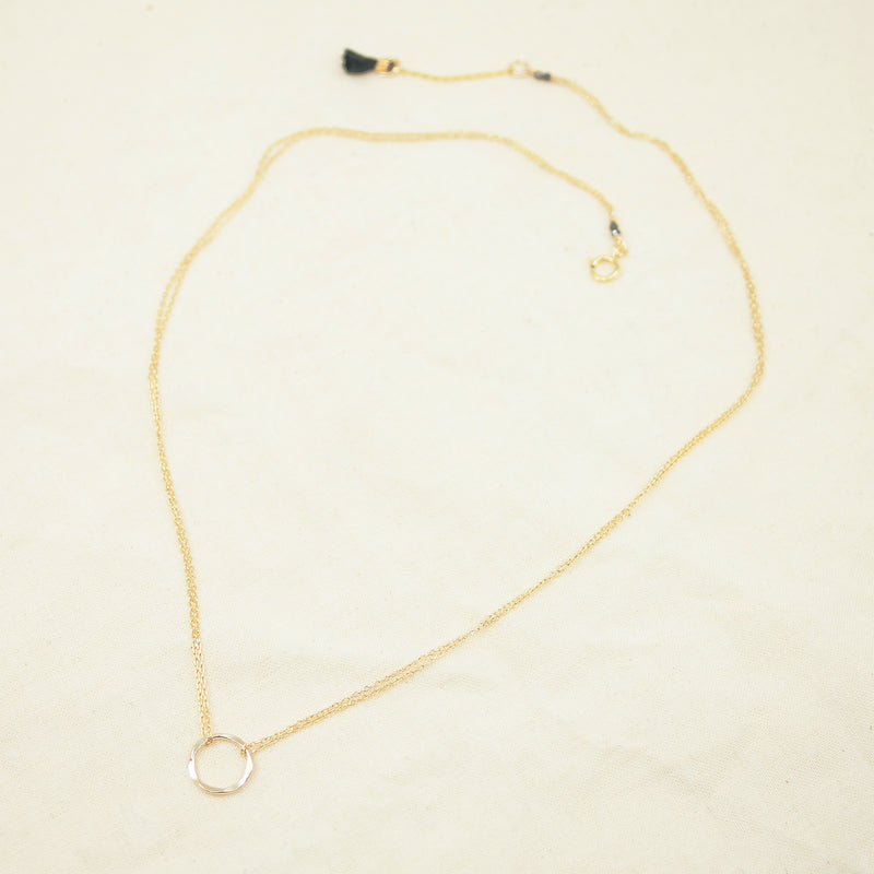 Open Circle Double Chain Gold Necklace