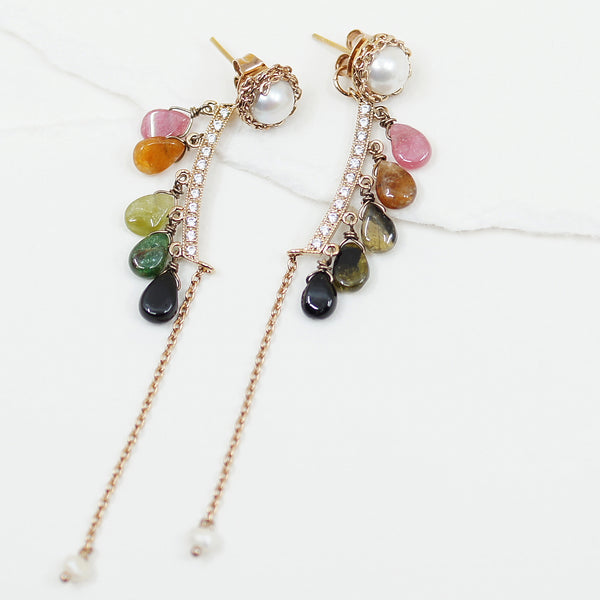 Tourmaline Long Chain Earrings