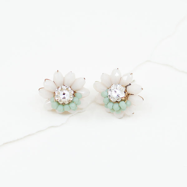 White Snow Crystal Post Earrings