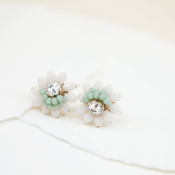 White Snow Crystal Post Earrings