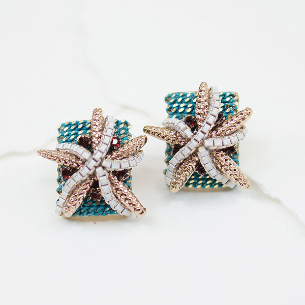 Green Star Fish Post Earrings