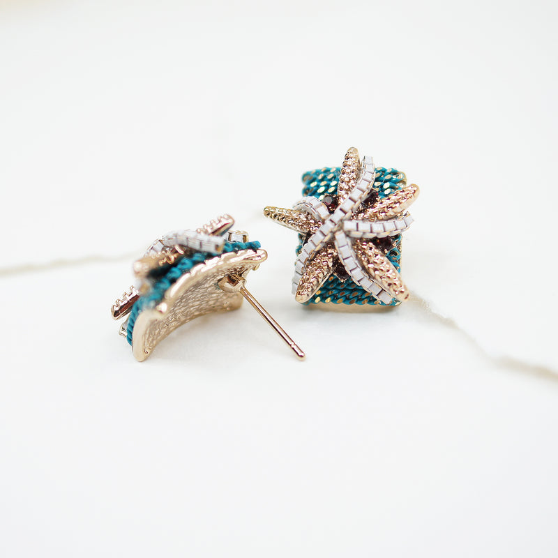 Green Star Fish Post Earrings