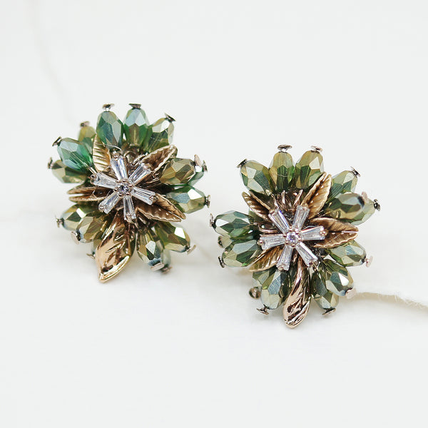 Green Crystals Autumn Earrings