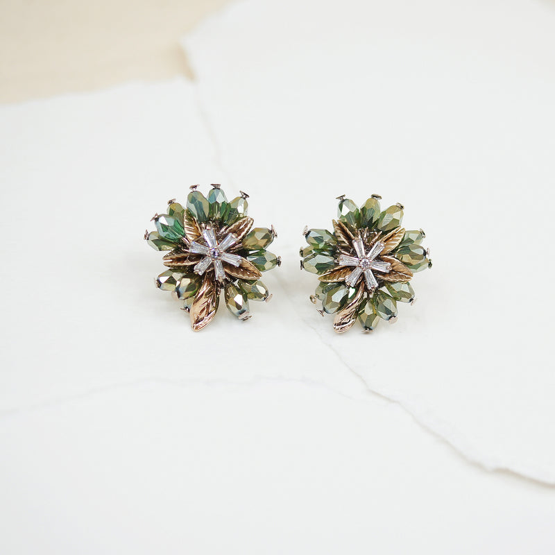 Green Crystals Autumn Earrings