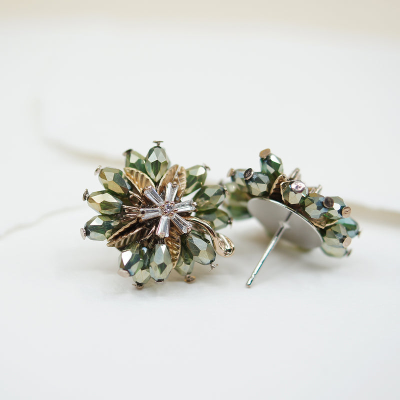 Green Crystals Autumn Earrings