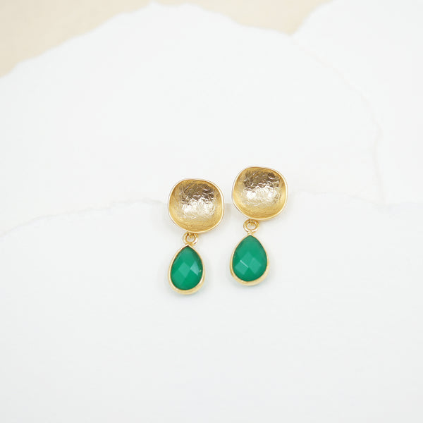 Tear Drop Green Agate  Earrings