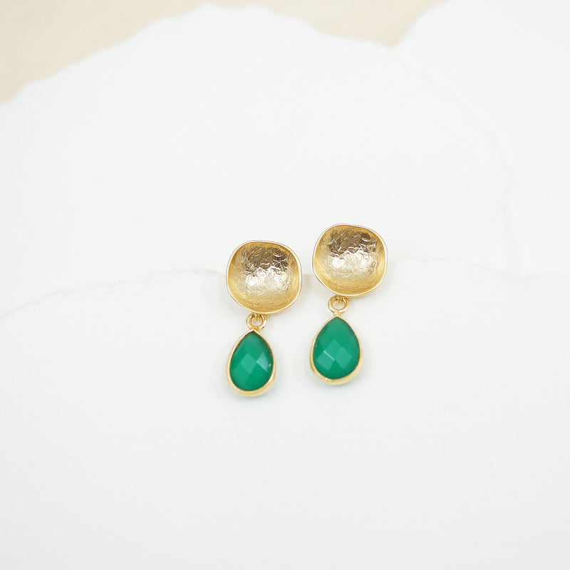 Tear Drop Green Agate  Earrings