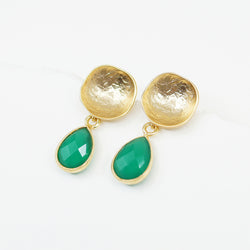 Tear Drop Green Agate  Earrings