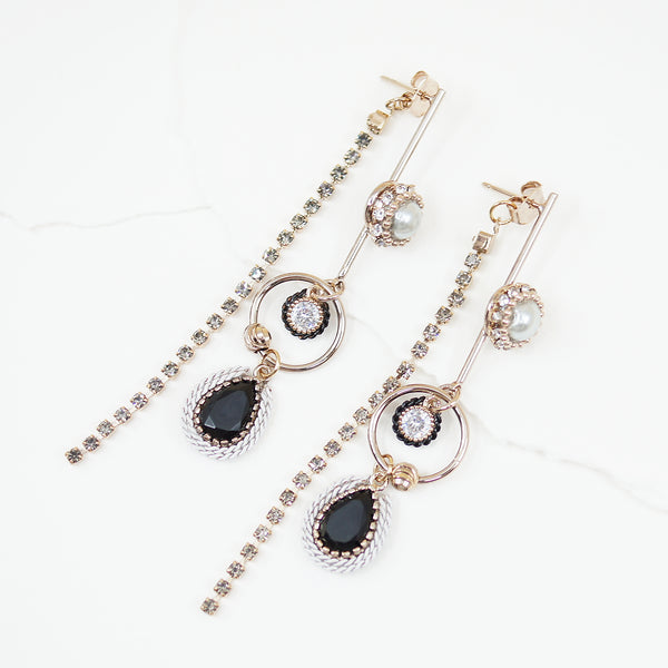 Onyx Tear Drop Long Earrings