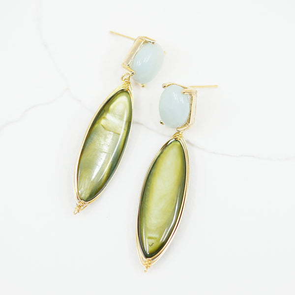 Light Green Malachite Stone Earrings