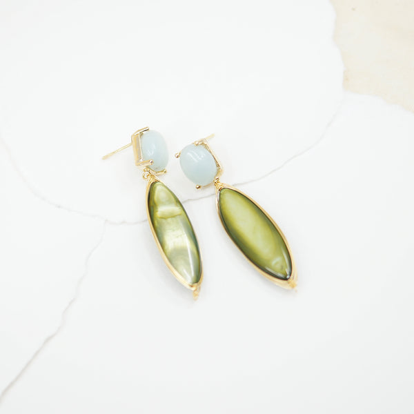 Light Green Malachite Stone Earrings