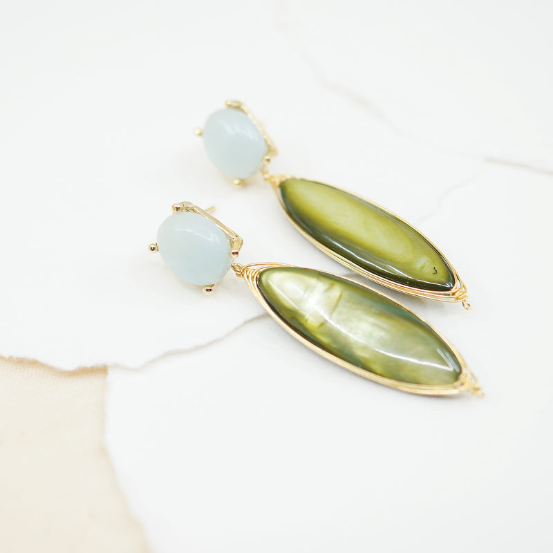 Light Green Malachite Stone Earrings