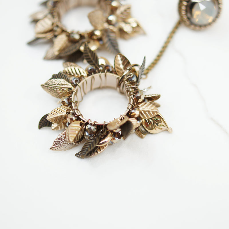 Gold Leaves Long Dangle Earrings