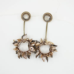 Gold Leaves Long Dangle Earrings