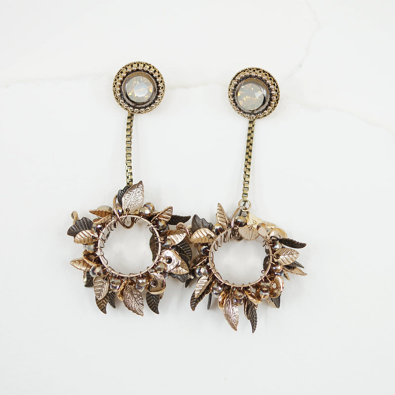 Gold Leaves Long Dangle Earrings