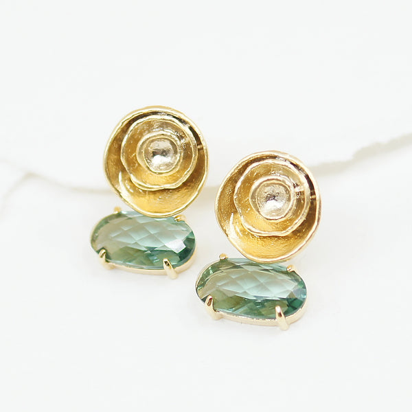 Light Green Oval Crystal Earrings