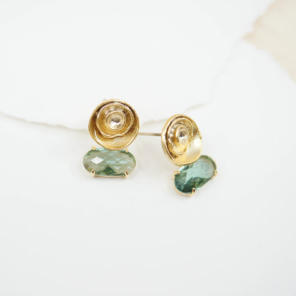 Light Green Oval Crystal Earrings