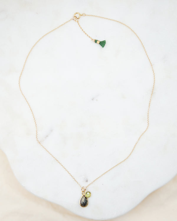 Pyrite Tear Drop Gold Necklace