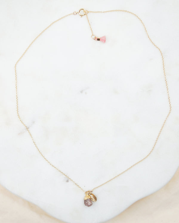 Ruby and Leaf Gold Necklace