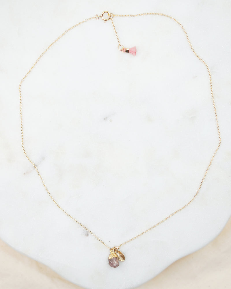 Ruby and Leaf Gold Necklace