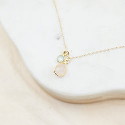 Pink Quartz Tear Drop Gold Necklace