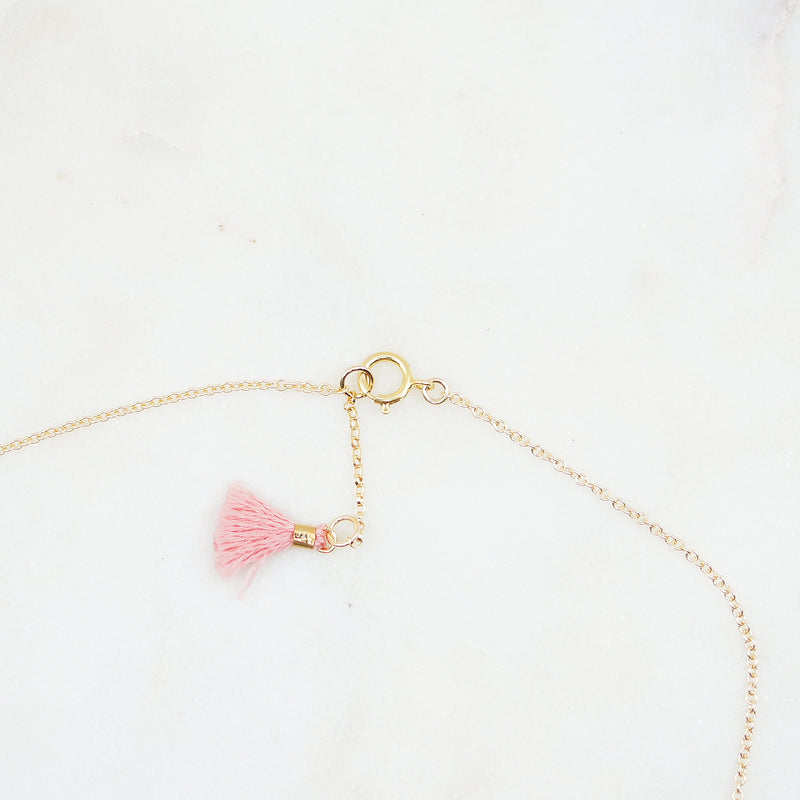 Pink Quartz Tear Drop Gold Necklace