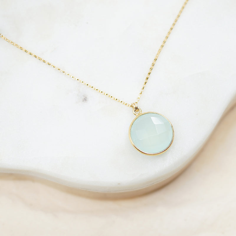 Sea-Green Pendant Gold Necklace