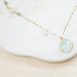 Sea-Green Pendant Gold Necklace