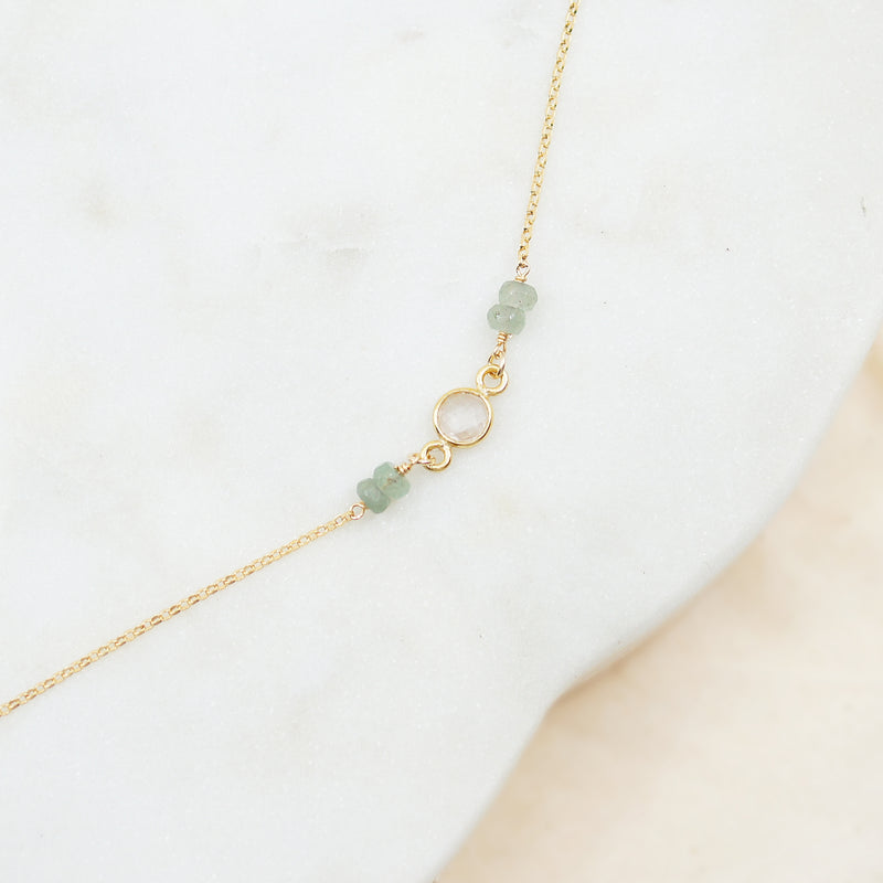 Sea-Green Pendant Gold Necklace