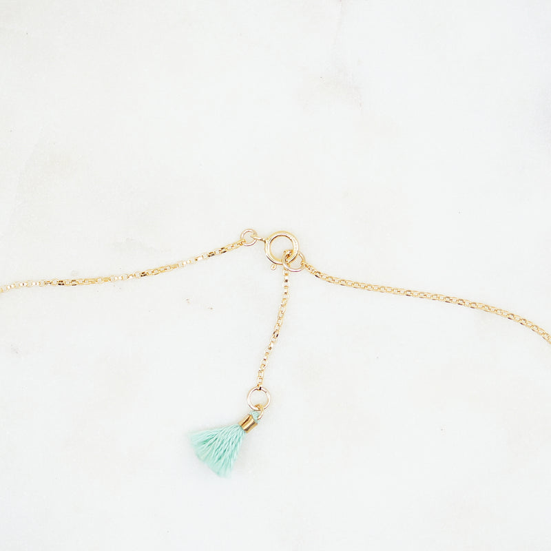 Sea-Green Pendant Gold Necklace