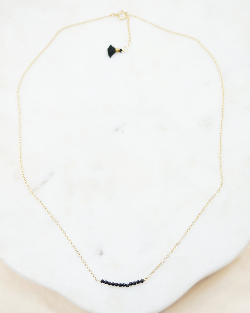 Black Spinel Bar Gold Necklace