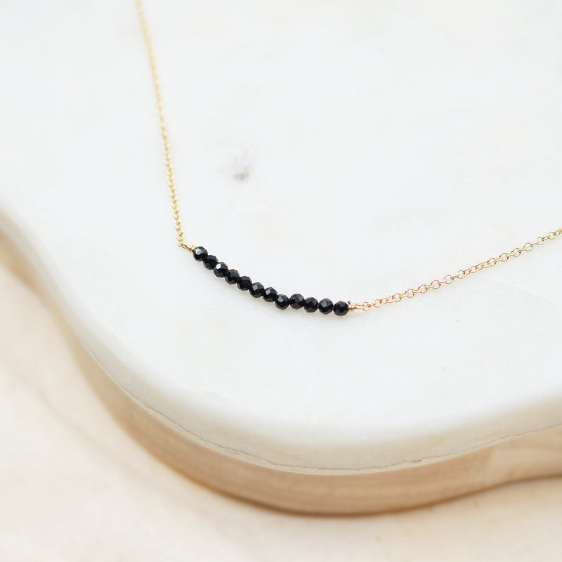 Black Spinel Bar Gold Necklace